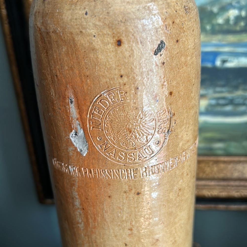 ANTIQUE German 1844 NASSAU Stoneware Bottle Artist Signed - Picture 6 of 12